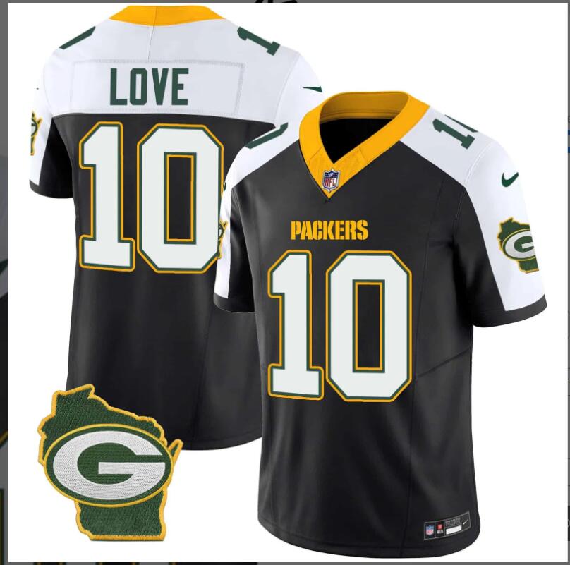 Men Green Bay Packers 10 Lover black 2024 Nike NFL Jersey style 4